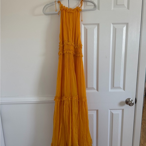 NWT Zimmermann Mae Ruffled Tiered Halter Neck Silk Chiffon Midi Dress XS - Picture 2 of 8